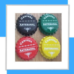 TAPAS CORONA IMPRESAS AMARILLAS X 100 UNI.